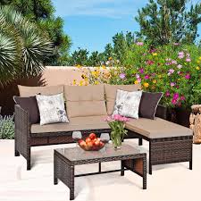 Wicker and rattan are two terms that commonly are confused and very often used interchangeably. Costway 3pcs Patio Wicker Rattan Sofa Set Outdoor Sectional Overstock 16386651