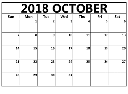 October 2018 Calendar Word Document Calendar Word Calendar Printables Word Template