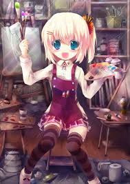 Anime Art Artist Painter Painting Paints Paint Palette Paint Brush Paint Splatters Apron Anime Cyberpunk Anime Anime Chibi