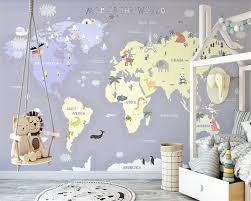 You can pair the designed wallpaper with some red themed furniture and décor. Buy Custom Wallpaper Photo Hand Painted Cartoon World Map Animal Children Indoor Background Wall Mural Home Decoration 3d Wallpaper Cicig