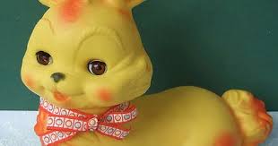 Edward Mobley Yellow Rubber Bunny Rabbit Squeak toy