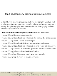 Set your loi's cover letter line … Top 8 Photography Assistant Resume Samples