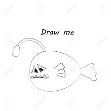 Zeichnen Sie Mich Vektor Illustration Von Meerestieren Die Angler Fisch Farbung Spiel Fur Kinder Lizenzfrei Nutzbare Vektorgrafiken Clip Arts Illustrationen Image 76897336