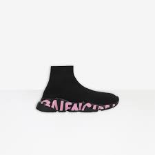 Does the balenciaga triple s clear sole sneaker come in pink? Women S Speed Graffiti Sneaker In Black Pink Balenciaga Us
