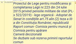 Aug 08, 2015 · + articolul 6 administrarea sistemului pensiilor militare de stat se realizează prin case de pensii sectoriale. Proiectul De Lege Pentru Modificarea Si Completarea Legii Nr 223 Din 24 Iulie 2015 Privind Pensiile Militare De Stat Pe Ordinea De Zi Pentru È™edinÈ›a Camerei DeputaÈ›ilor FederaÈ›ia Sindicatelor Din Sistemul Penitenciar