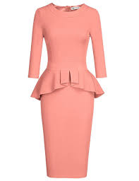 Muxxn Women 39 S Crew Neck Peplum Knee Length Party Pencil Dress At Amazon Women S Clothing Store Red Peplum Dresses Peplum Dress Fashion