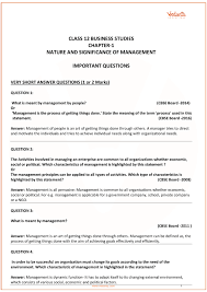 Important Questions For Cbse Class 12 Business Studies Chapter 1 Nature And Significance Of Management