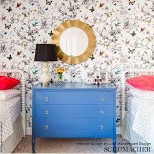 Schumacher Birds And Butterflies Wallpaper Uk Schumacher Birds Butterflies Luxe Wallpaper In Multicolor On White 2 Roll Set 10 Yards Girls Room Wallpaper Shared Girls Bedroom Accent Wall Bedroom