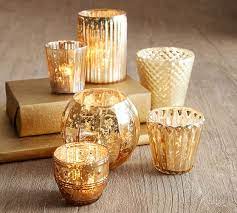 The perfect touch to add glow and elegance to your event and home décor Eclectic Mercury Votive Holders Set Of 6 Gold Candle Holder Pottery Barn