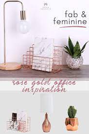 Chic Rose Gold Accesories For A Feminine Home Office Lola Celeste Feminine Home Offices Gold Office Accessories Office Supplies Chic