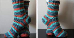 Do you want to learn how to knit socks? Basic Knitted Striped Socks Free Knitting Pattern