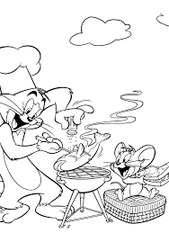 Tom And Jerry Was Cooking Fish Coloring Page Cartoon Coloring Pages Coloring Pages Coloring Books