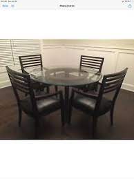 Ships free orders over $39. Beautiful Dining Set W Round Glass Table Top On Wood Base 4 Matching Chairs Ebay