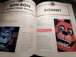 The Character Encyclopedia refers to Bon-Bon with female pronouns, then  instantly contradicts itself by saying Bonnet was the first female Bonnie.  This book is a sloppy mess. : r/fivenightsatfreddys