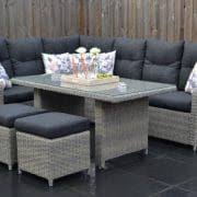 Indiana Verstellbares Dining Lounge Set Ecke Mit Esstisch Und 2 Hocker Sandgrau Meliert Esstisch Haus Deko Und Lounge