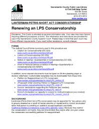 The judicial council does not have forms for establishing a guardianship or conservatorship. Lps Conservatorship Sacramento County Fill Online Printable Fillable Blank Pdffiller