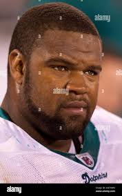 Miami Dolphins' Vernon Carey during the first half of a NFL football game  in Miami, Sunday, Oct. 24, 2010 against the Pittsburgh Steelers. (AP  Photo/Wilfredo Lee Stock Photo