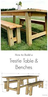 Trestle Table And Bench Set Printable Building Plans And 8 Step Tutorial In 2020 Diy Outdoor Furniture Plans Table And Bench Set Diy Outdoor Furniture
