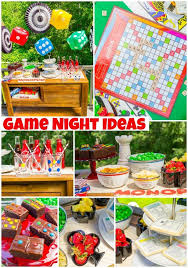 Birthday Party Ideas At Home For Adults Game Night Ideas For Kids And Adults Moms Munchkins Game Night Decorations Family Game Night Party Game Night Food