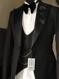 Wedding Full Black 3 Piece Suit Black Three Piece Tuxedo In Satin Lapel Event And Wedding Mens Suit Clothing Men Jacket Black Solid Formalevent Full Mens Suits Suits Wedding Suits