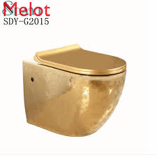 السيراميك بدون شفة ذهبية اللون دورة المياه السلطانية الحمام الذهب الجدار  معلقة المرحاض | Toilets