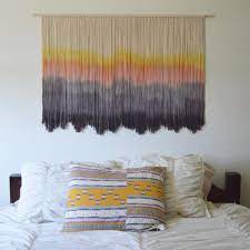 Dip Dye Yarn Wall Hanging Dip Dyed Yarn Tapestry Boho Wall Etsy Yarn Wall Hanging Boho Wall Wall Hanging