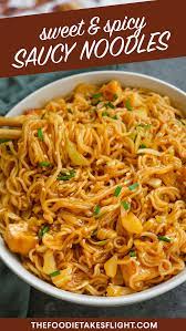 Easy Sweet Spicy And Saucy Noodles Vegan The Foodie Takes Flight Recipe Ramen Recipes Easy Noodle Recipes Easy Asian Noodle Recipes
