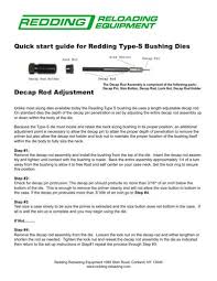 redding type s bushing die quickstart set up guide purchase