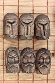 Wooden Figures Of The Game Hnefatafl By Krombwood Wood Carving Faces Hnefatafl Geek Crafts