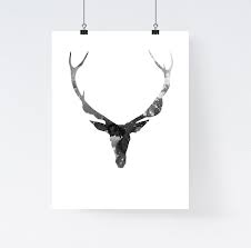 Simple Black And White Animal Prints Deer Art Print Wall Art Deer Antlers Poster Art Prints Watercolor Print Poster Simple Prints Black And White Print Animal Prints Deer Art Print Deer Art Modern Art Prints
