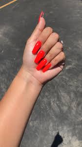 Summer Acrylic Red And Black Nail Designs Red Orange Nails Red Orange Nails Red Acrylic Nails Orange Nails