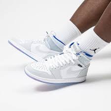 Air Jordan 1 High Zoom R2t Racer Blue Ck6637 104 All White Blue In 2020 Air Jordans Retro Air Jordans Jordan 1 White