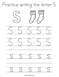 practice writing the letter s coloring page twisty noodle
