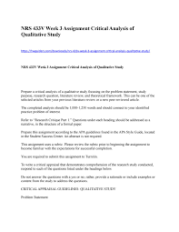 An example where we qualitative critique of a qualitative interview study of and clear themes with corresponding examples. Nrs 433v Week 3 Assignment Critical Analysis Of Qualitative Study By Hwguiders Issuu