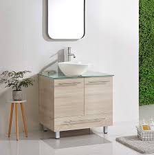 We had a much larger vanity there but we actually wanted that. Bathroom Sink Vanities Accessories Soft Close Doors Tayanuc 30 Inch Wood Grain Free Standing Bathroom Vanity Cabinet With Glass Top And Vessel Sink Combo Kitchen Bath Fixtures