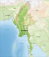 🌏 map of myanmar, satellite view. Myanmar Physical Map