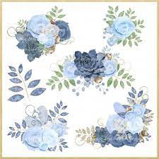 Blue Roses Clip Art Dusty Blue Floral Clip Art Succulent Etsy Scrapbook Borders Clip Art Blue Roses