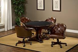Game Tables And Chairs Hillsdale 5pc Cherry Wood Game Table And Brown Leather Chairs Meuble