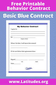 Blue Behavior Contract Fillable Acn Latitudes Behavior Contract Behaviour Chart Free Printable Behavior Chart
