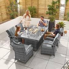 The roundtable nature keeps your family engaged in close. Chimes Nova Mixed Grey Olivia 6 Seat Dining Set With Fire Pit 1 5m X 1m Rectangular Table