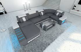 Je nach form der lehnen, der höhe des sofas und tiefe der sitzfläche. Sofa Wohnlandschaft Leder Bellagio Als U Form In Grau Und Weiss