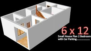 This floor plan divides the bathroom into four sections, separated by a wall divider or glass panel. Small House Design Plan 6x12m 2 Bedrooms Car Parking With American Kitchen 2020 Youtube