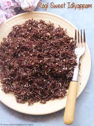 Heat oil in a pan, add mustard seeds, when it splutters, add urad dad, red chilli and hing. Ragi Sweet Idiyappam Recipe Ragi Semiya Sweet Recipe