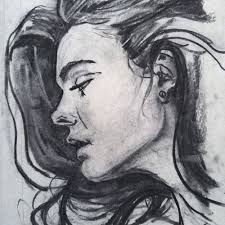 Framed Beautiful Charcoal Portrait Drawing