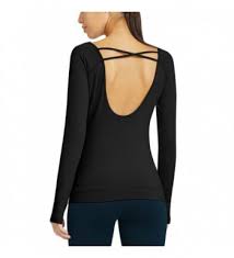 Women S Long Sleeve Open Back Workout Yoga Top Shirts Black C912nbvsscw
