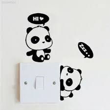 8e6c 3pcs Panda Anti Oil Switch Sticker Waterproof Cartoon Paster Convinent Fashion Home Garden Wall Decor Stickers Wall Stickers Bedroom Diy Wall Painting