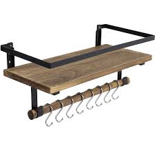 Enjoy low prices and great deals on the largest selection of everyday essentials and other products, including fashion, home, beauty, electronics, alexa devices, sporting goods, toys, automotive, pets, baby, books, video games, musical instruments, office supplies, and more. Decor Storage Shelf With 8 Removable Hooks And Towel Bar Rustic Wood Shelf For Bathroom Kitchen Bayka Floating Shelf Wall Mounted Home Decor Accents Hazelsdiner Home Kitchen
