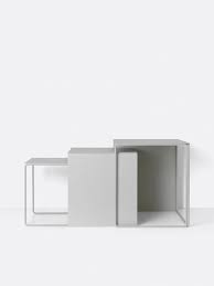 Https Www Fermliving Com Webshop Shop Furniture Cluster Tables Set Of 3 Light Grey Aspx Coffee Table Square Nesting Coffee Tables Light Grey