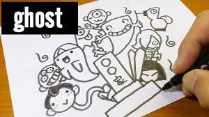 Draw a continuous big loopy line with multiple curves. How To Draw Cute Japanese Ghost Doodle Kawaii Easy Doodle Drawing Cartoon Youtube