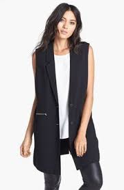 Long Black Vest Outfit Google Search Vest Outfits For Women Sleeveless Blazer Outfit Work Outfits Women